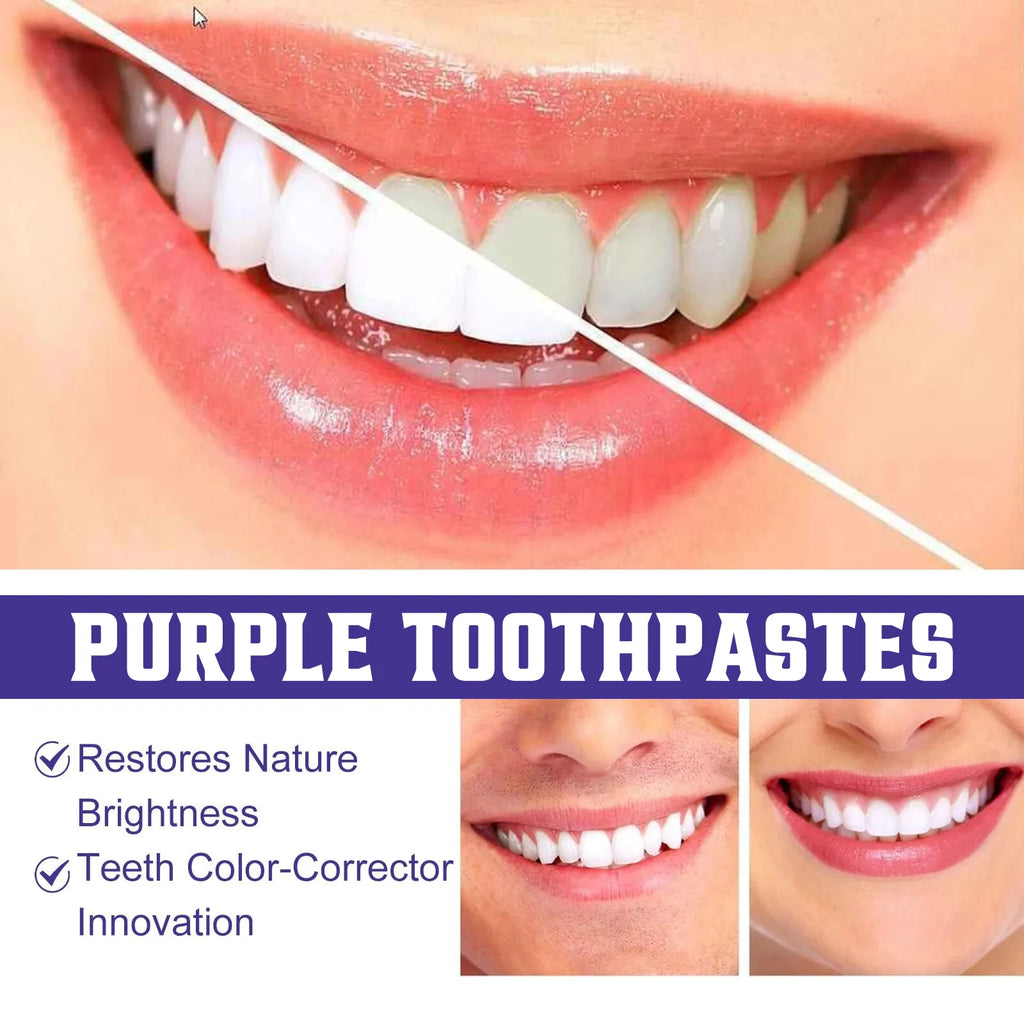 Purple Whitening Toothpaste for Oral Enamel Clean Care Removes Plaque Stains Tartar Reduces Cavity Yellowing Teeth Fresh Breath