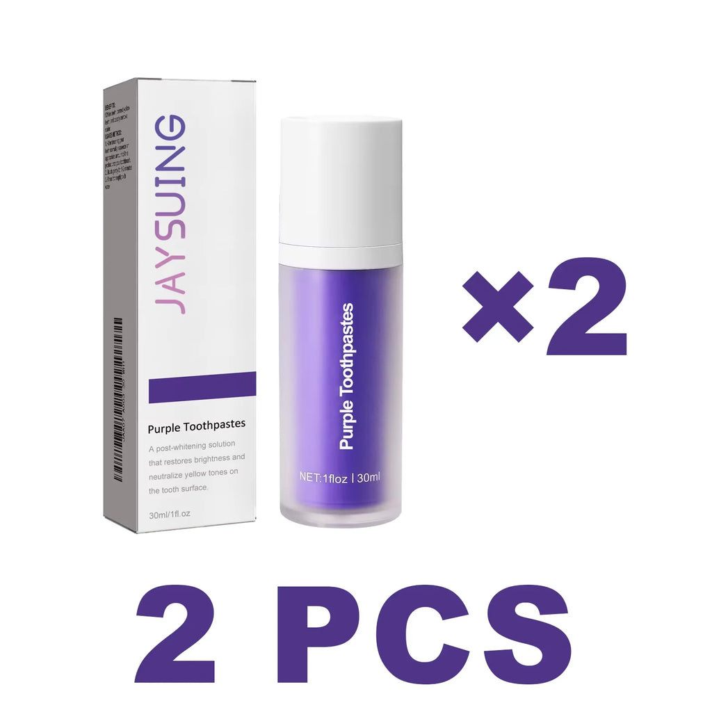 Purple Whitening Toothpaste for Oral Enamel Clean Care Removes Plaque Stains Tartar Reduces Cavity Yellowing Teeth Fresh Breath