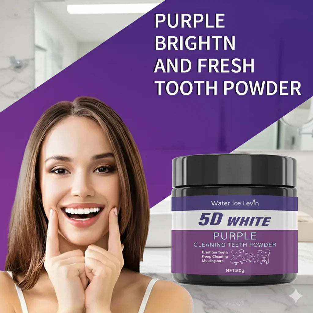 Purple Teeth Whitening Powder - Charcoal Deep Clean & Stain Removal, Fresh Breath, Winter Oral Care for a Brighter Smile
