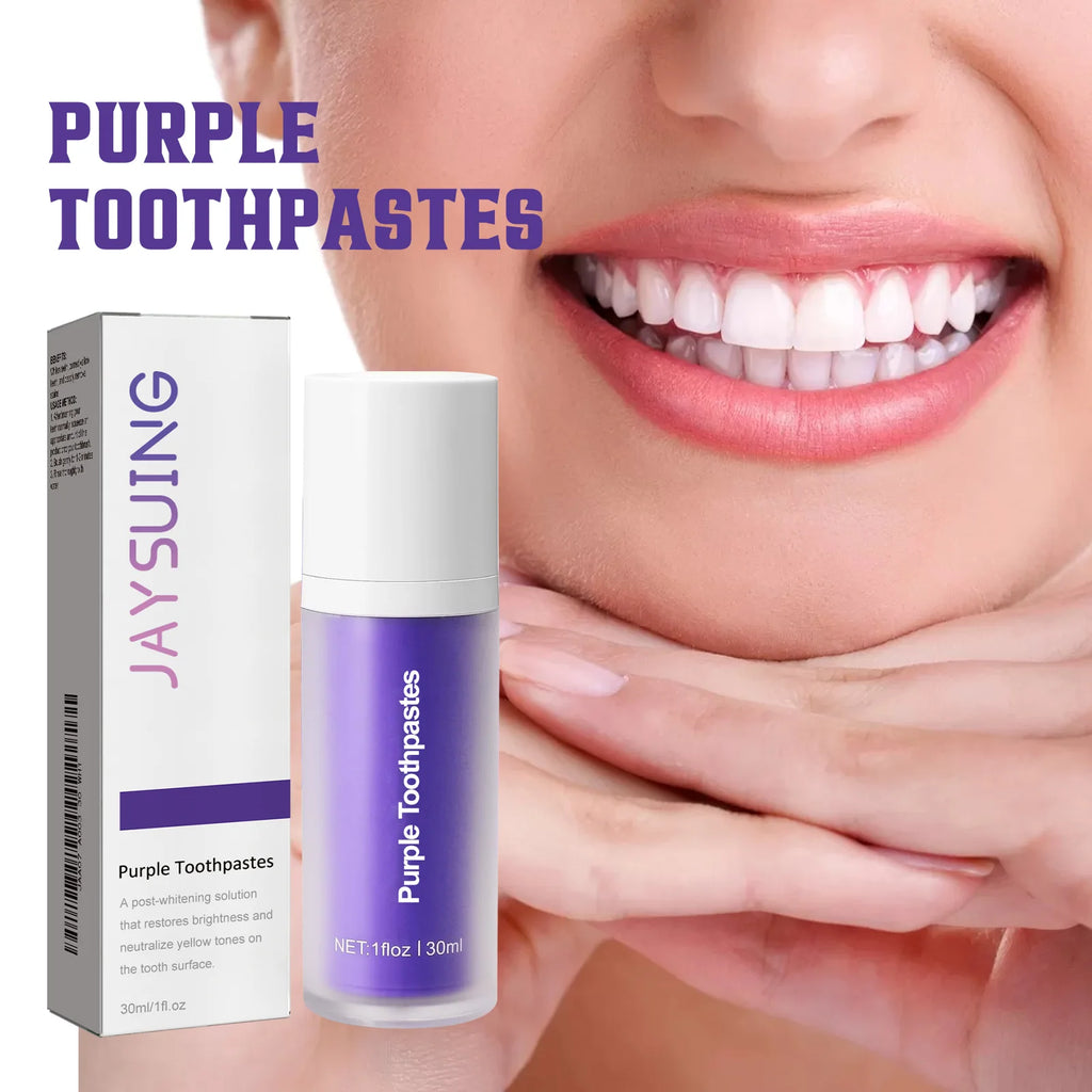 Purple Whitening Toothpaste for Oral Enamel Clean Care Removes Plaque Stains Tartar Reduces Cavity Yellowing Teeth Fresh Breath