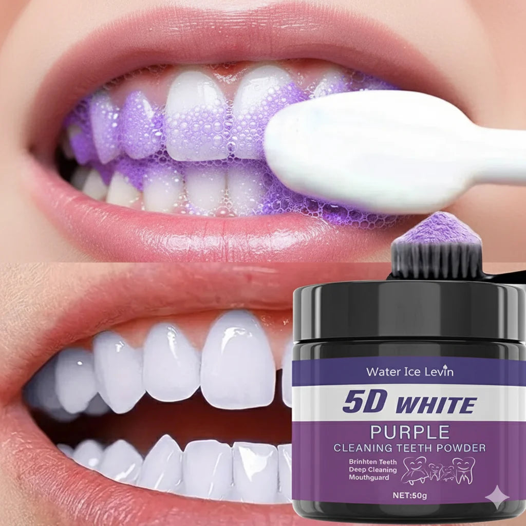 Purple Teeth Whitening Powder - Charcoal Deep Clean & Stain Removal, Fresh Breath, Winter Oral Care for a Brighter Smile
