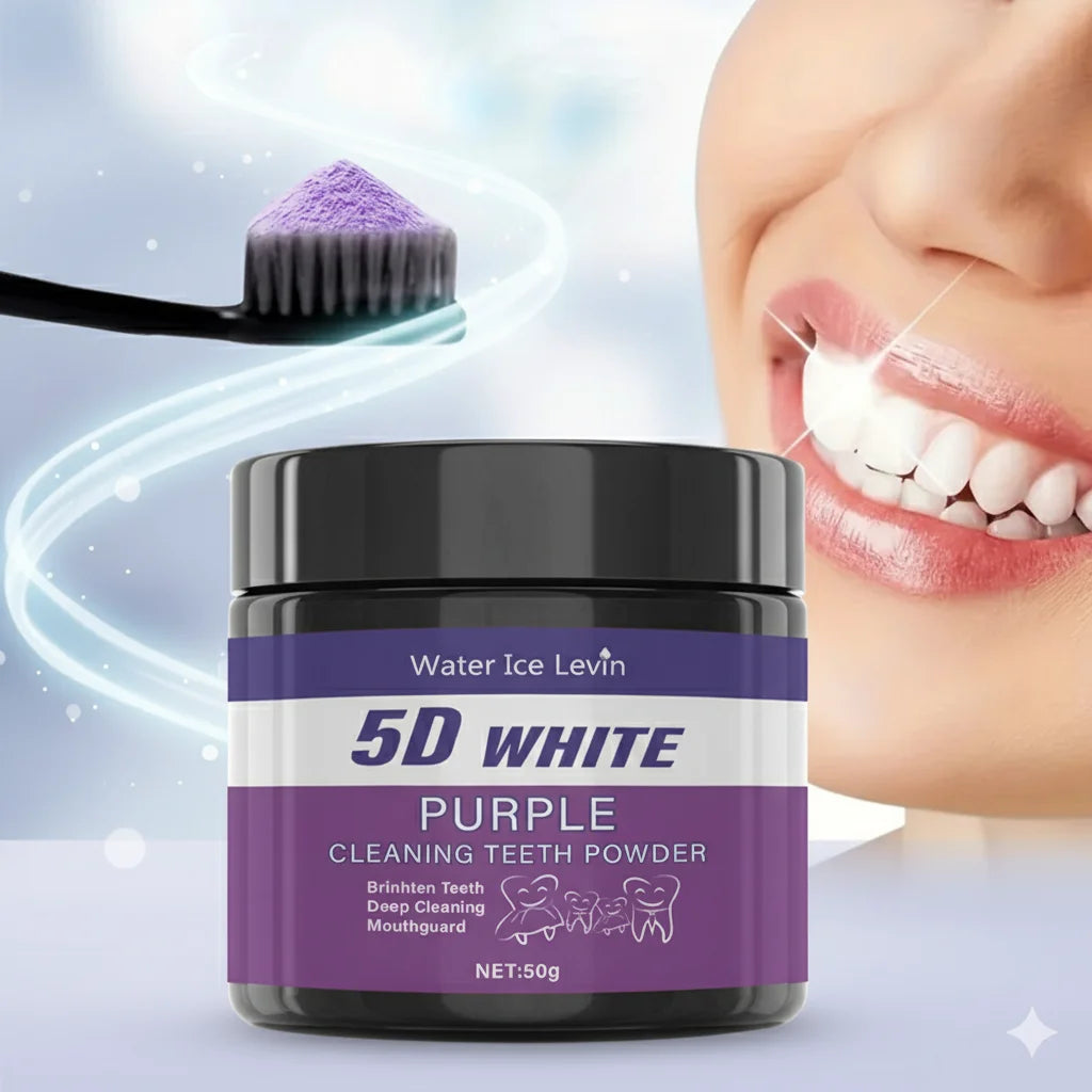 Purple Teeth Whitening Powder - Charcoal Deep Clean & Stain Removal, Fresh Breath, Winter Oral Care for a Brighter Smile