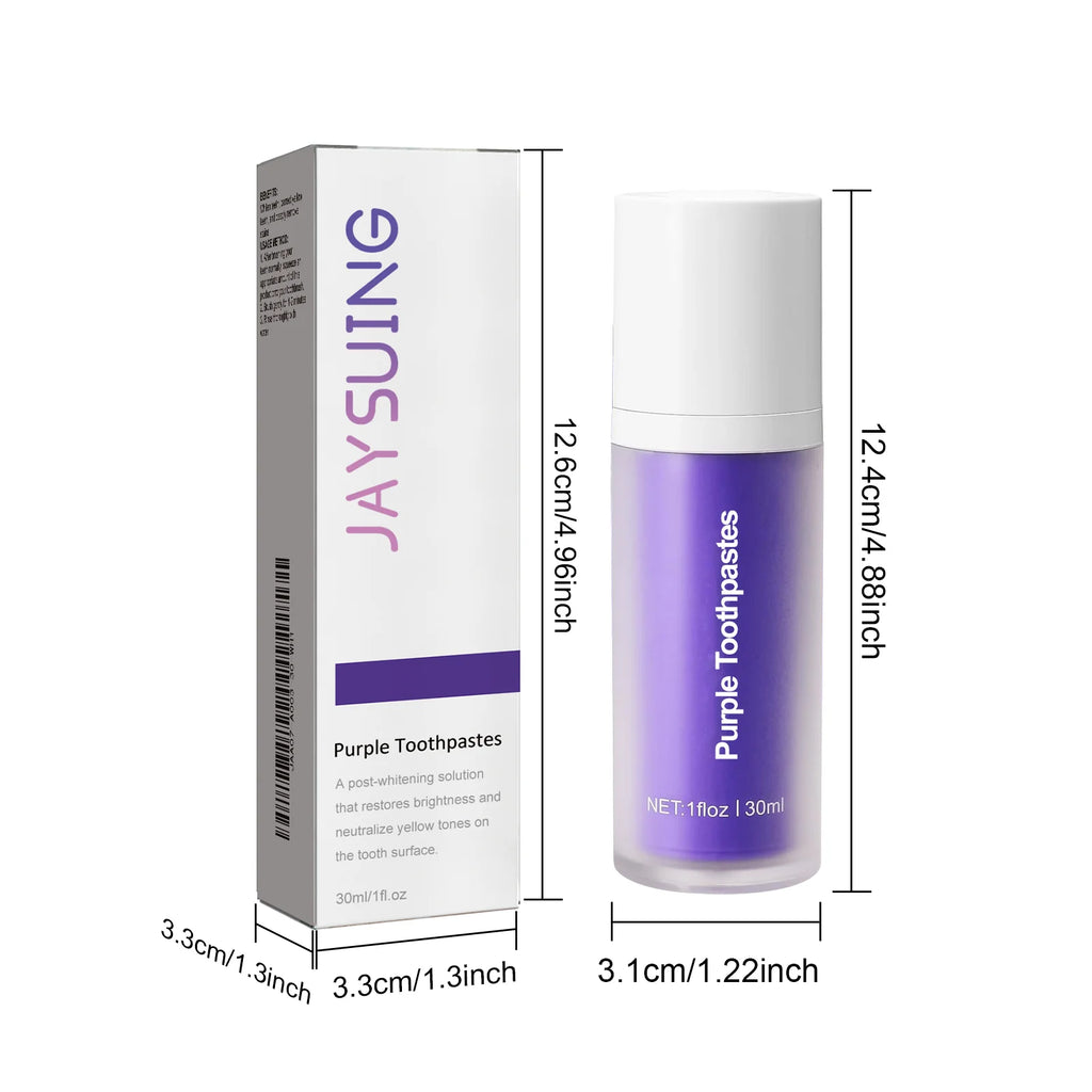 Purple Whitening Toothpaste for Oral Enamel Clean Care Removes Plaque Stains Tartar Reduces Cavity Yellowing Teeth Fresh Breath